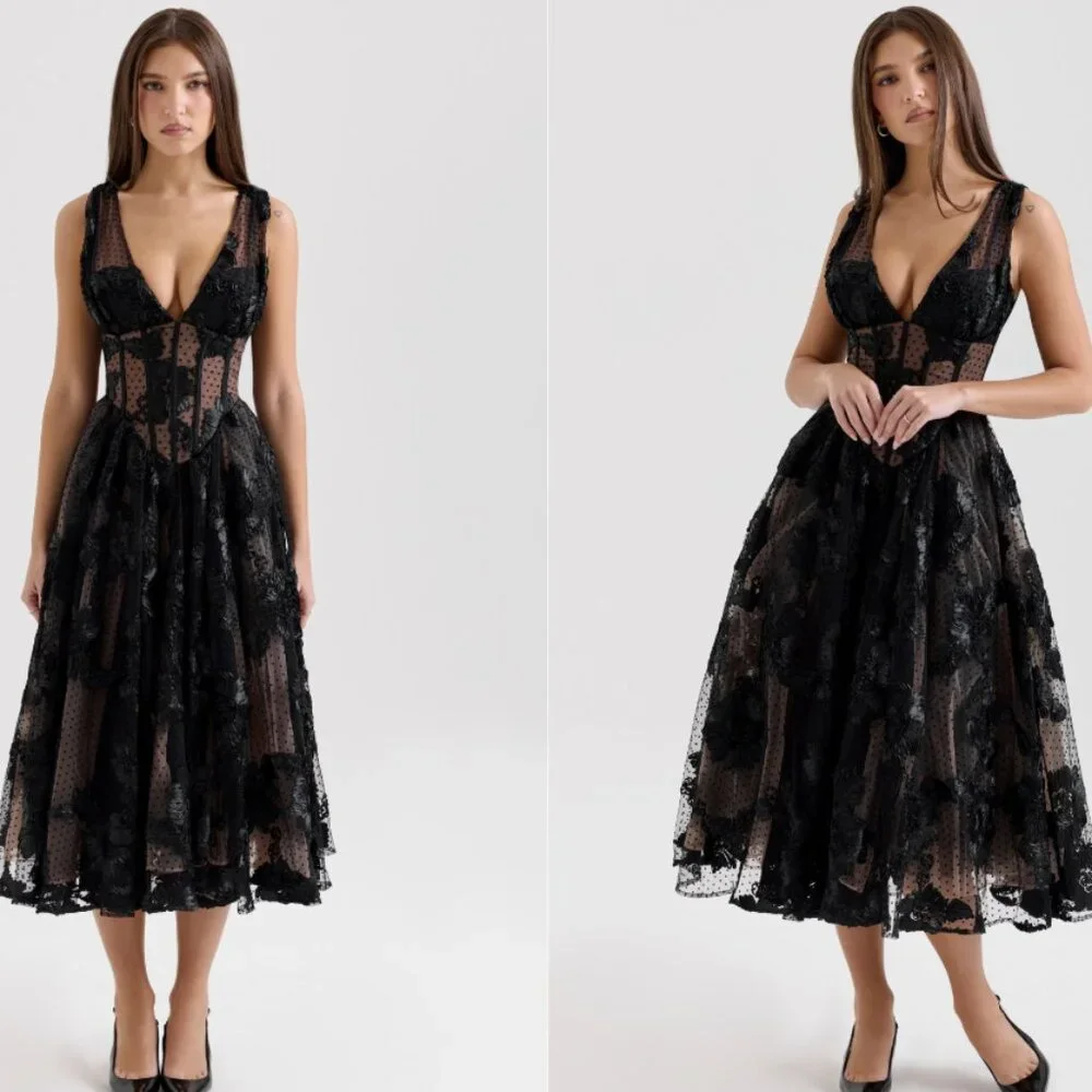 chinese dress ladies HOUSE OF CB Mademoiselle Tulle Midi Dress – Luxe by Kan main image 1